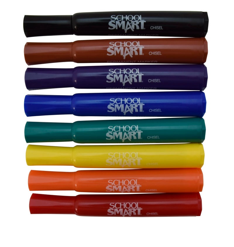 School Smart مجموعة علامات دائمة School Smart 1354254، طرف عريض، ألوان متنوعة (عبوة من 8)، 0.63 ارتفاع × 5.25 طول × 5 عرض - Image 2